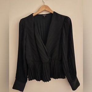 Women’s Express pleated black chiffon blouse